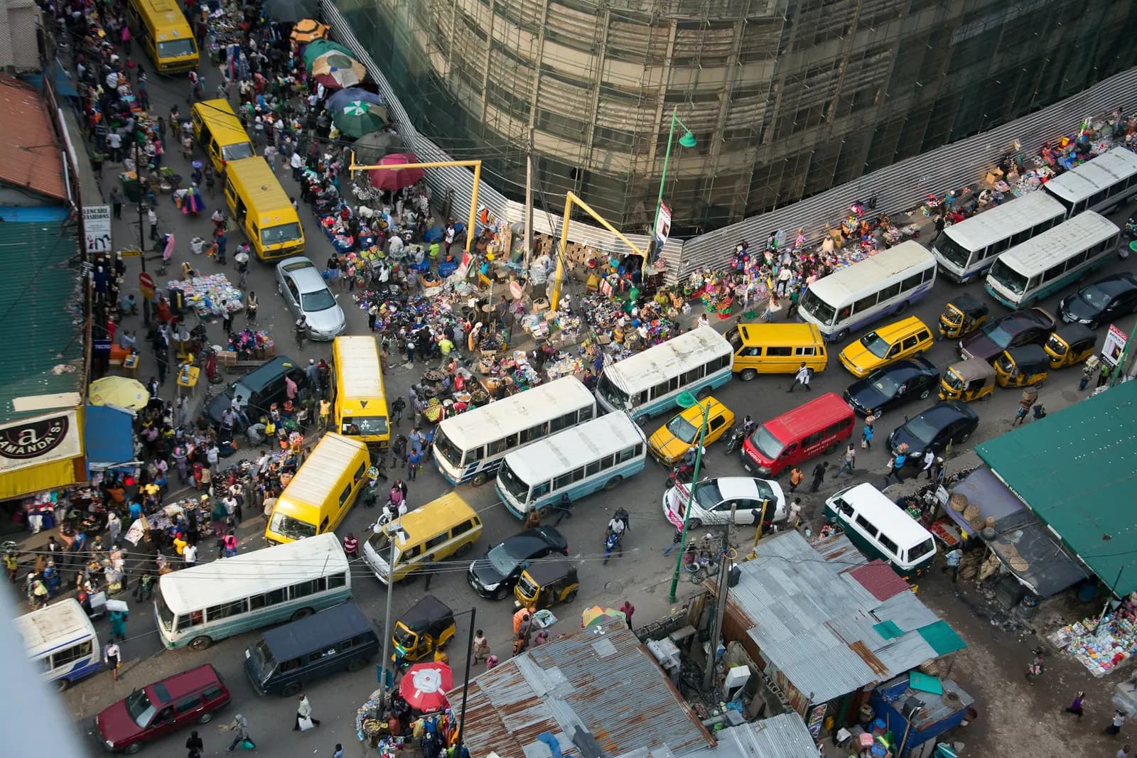 Busy Lagos street seen from above